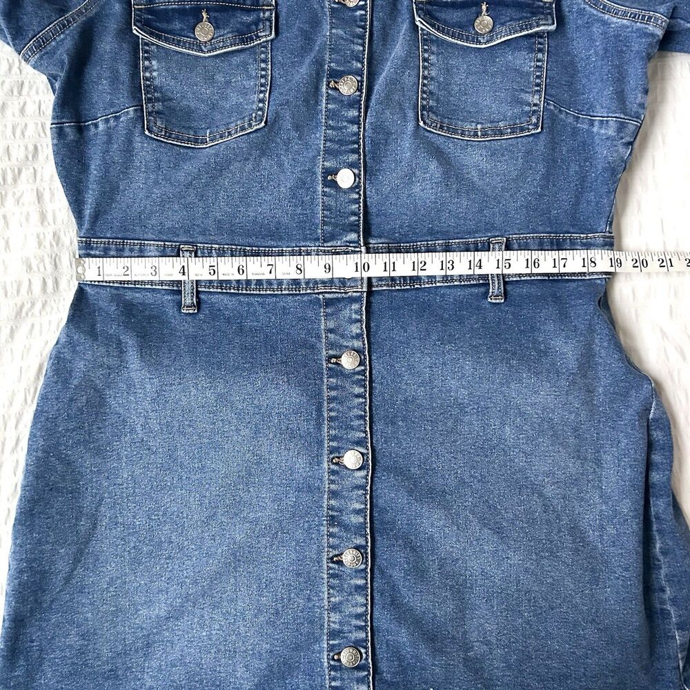 Celebrity Pink Denim Dress Juniors Size XXL Stretch Button Up Medium Wash - Picture 13 of 13